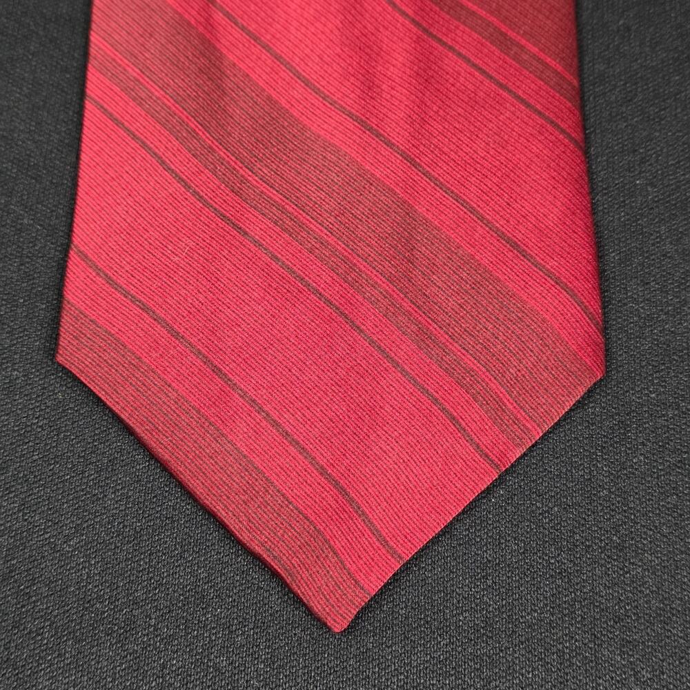 Lord & Taylor Men's Red Striped Silk Tie Hand Sewn